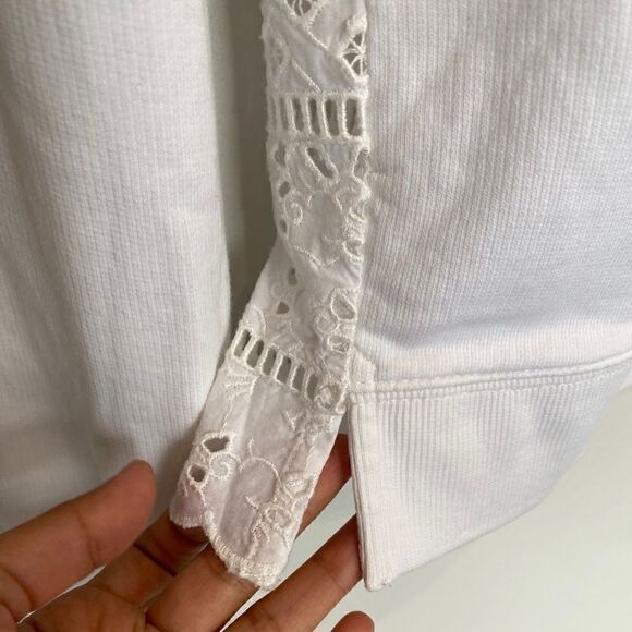 J. Crew Back Eyelet White Sweatshirt - Picture 4 of 8